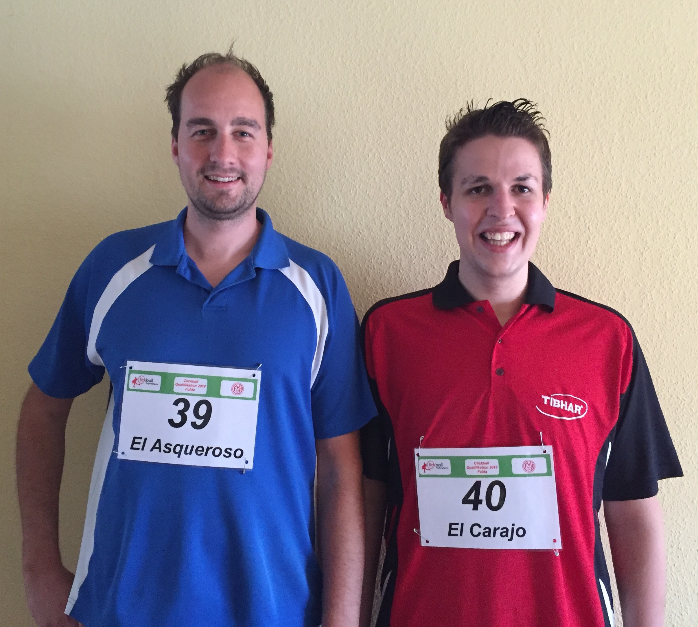 Matthias Ballreich (l) und Dominik Krieg (r) vom heimischen TV Meerholz wurden bei den Südwestdeutschen Meisterschaften im Clickball erst im Achtelfinale gestoppt.